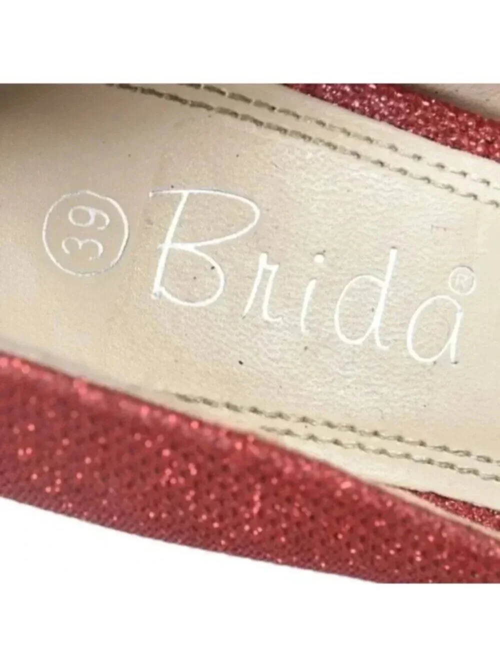 Brida Red Glitter Platform  Heels Stilettos Glitter Closed Toe Size 39 - Picture 12 of 12
